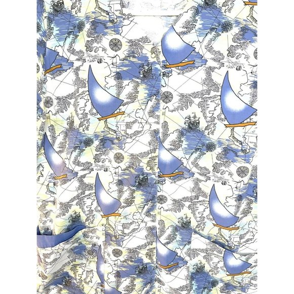 Dickies Scrub Top Sailboat Sailing Ocean Navigation Map Print XL. - Picture 2 of 4